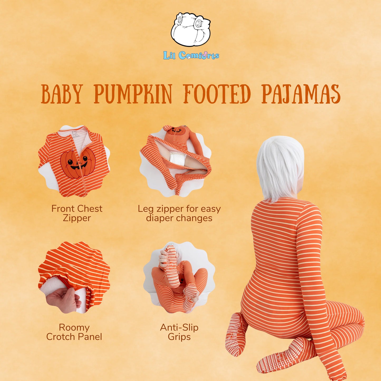 Baby Pumpkin Footed Pajamas