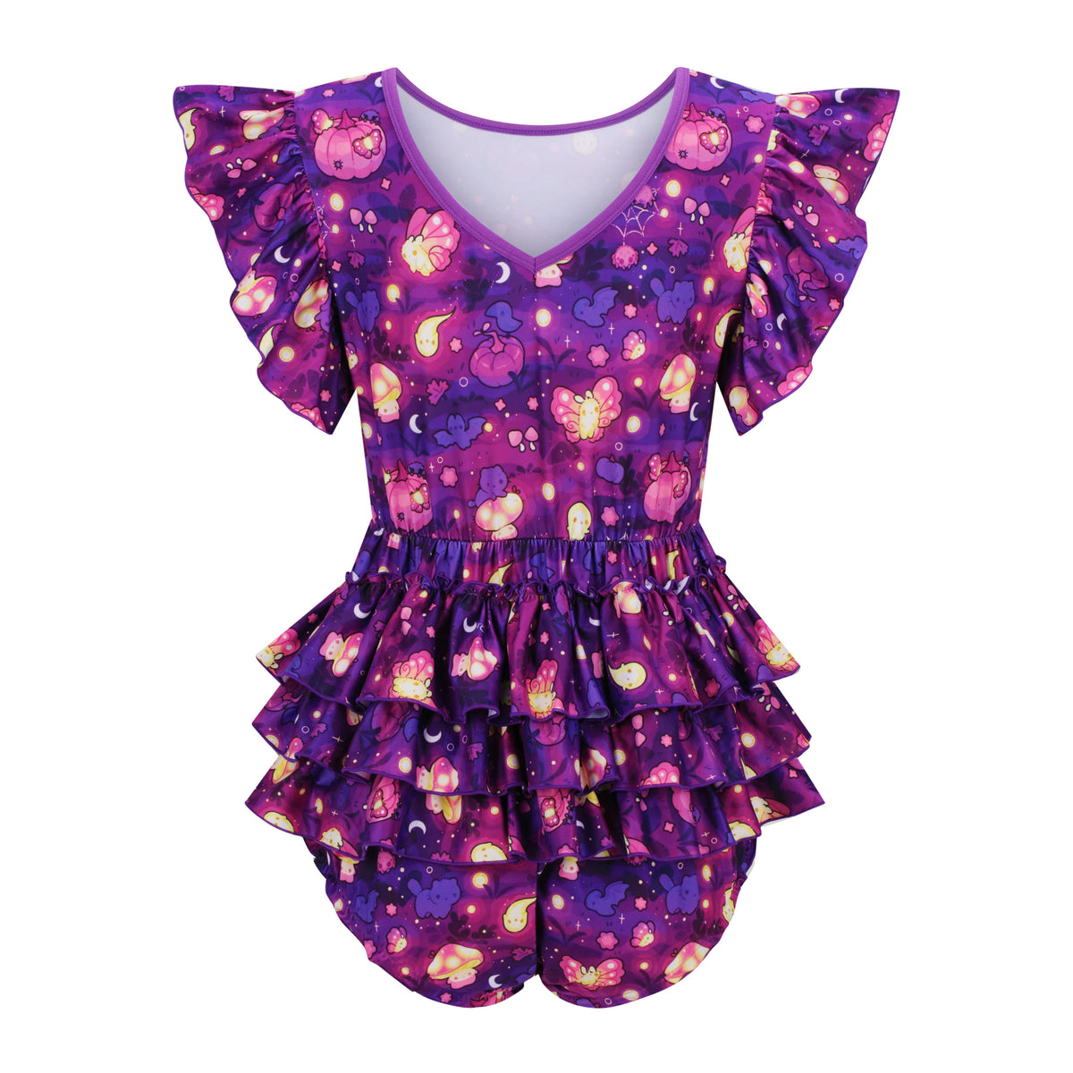 Mushroom Moonlight Ruffle Butt Onesie