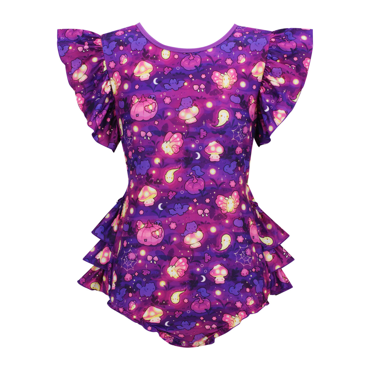 Mushroom Moonlight Ruffle Butt Onesie