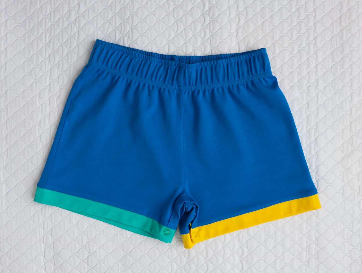 90s-Primary Colourblock Crotch Snap Shorts