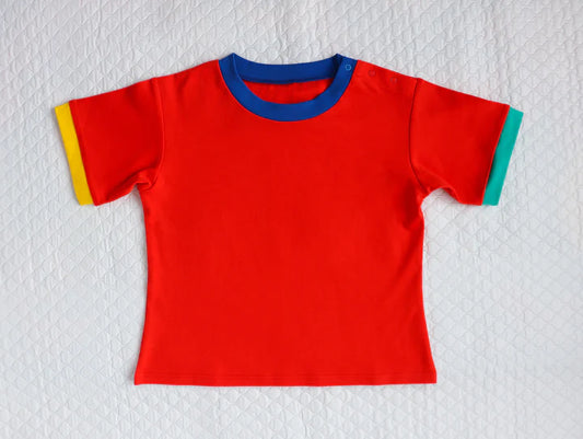 90s-Primary Colourblock Shoulder Snap Shirt