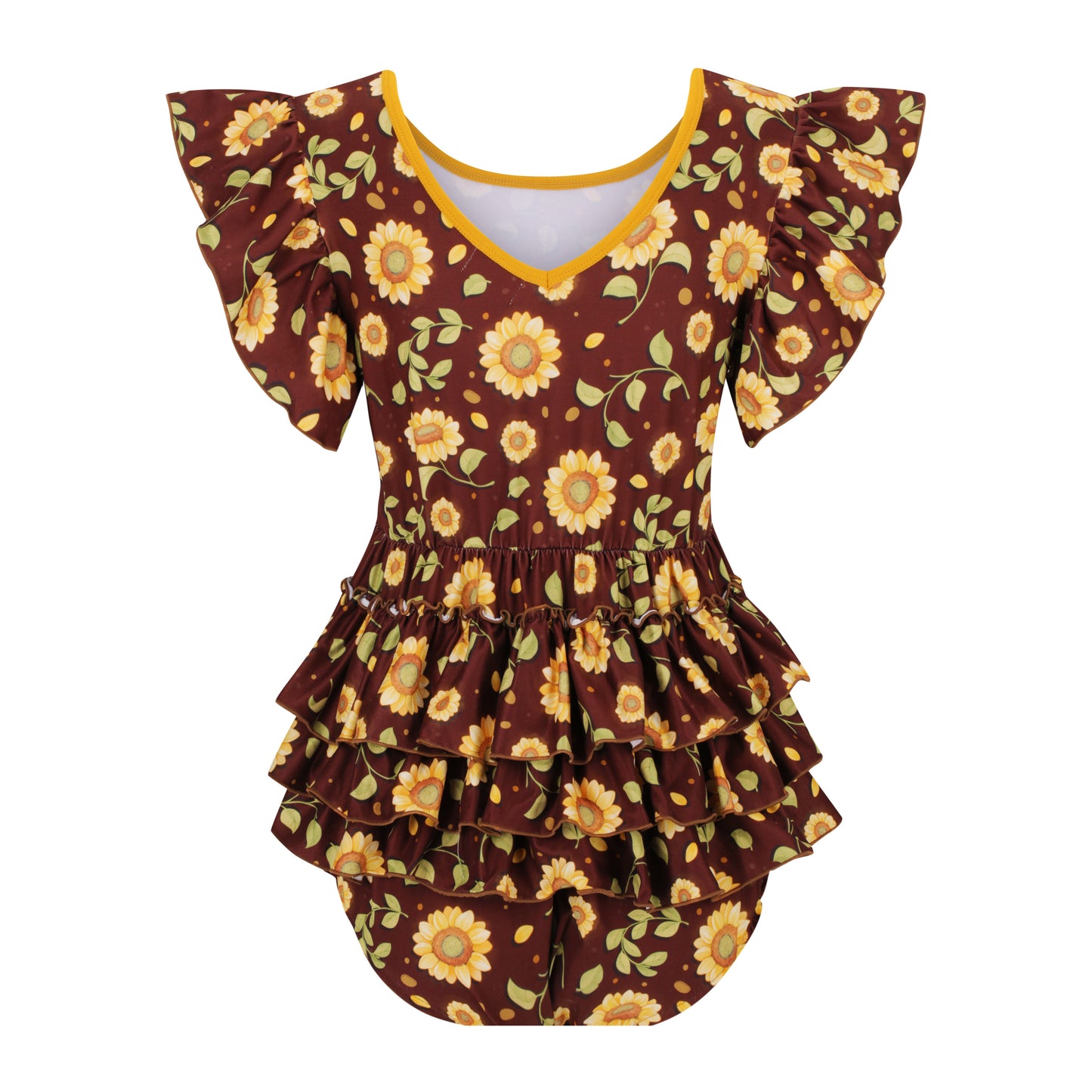 Sunflowers Dark RuffleButt Onesie