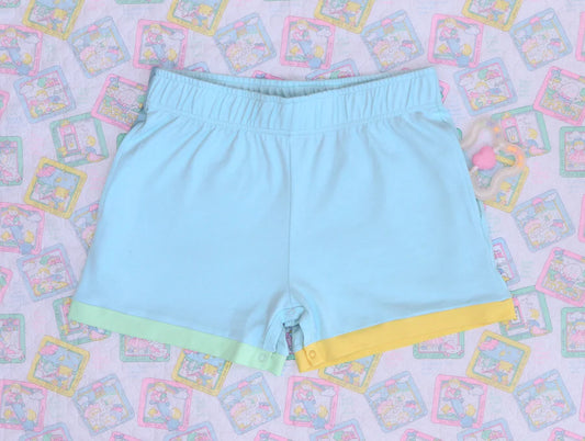 90s-Pastel Colourblock Crotch Snap Shorts