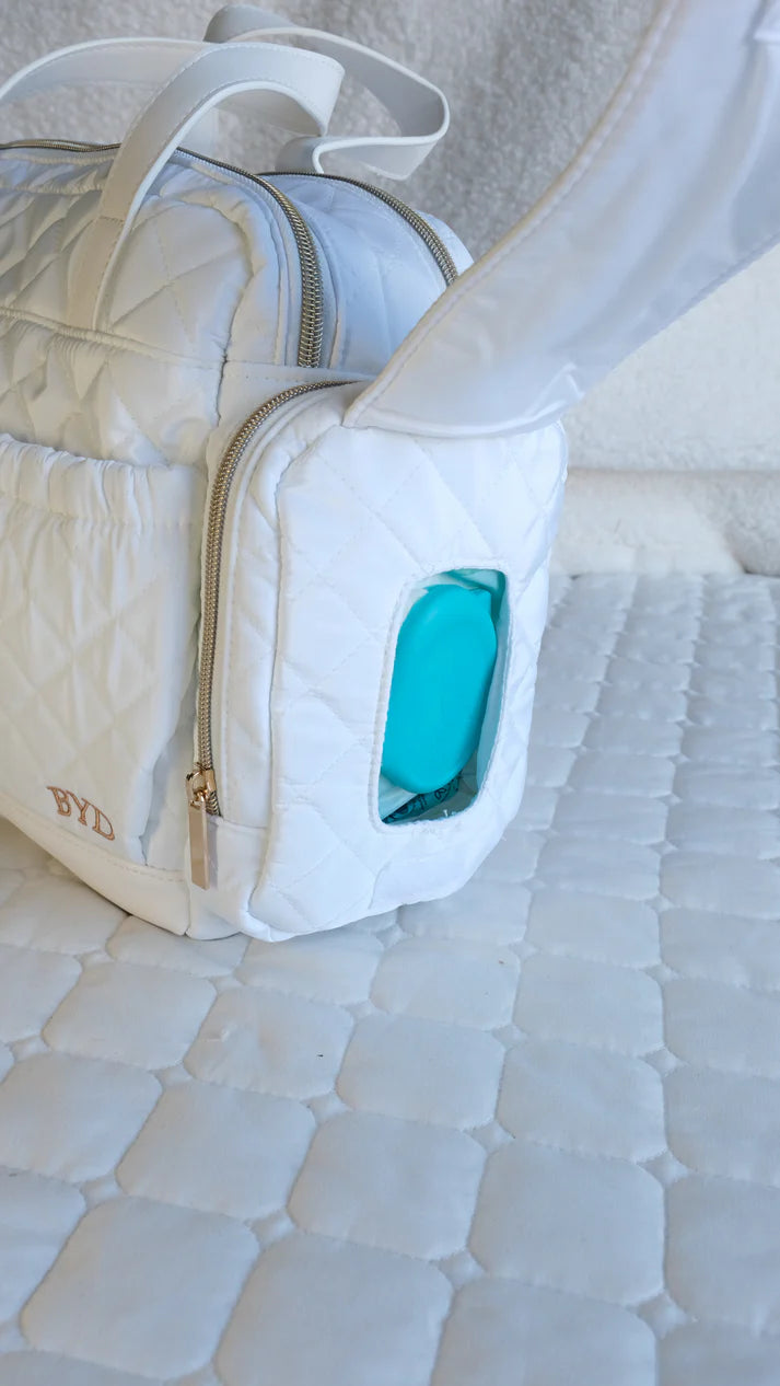 Quilted White Diaper Bag