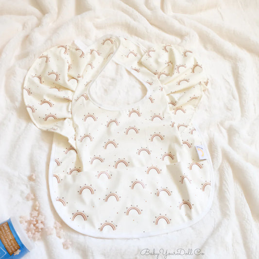 Cream Rainbows Ruffle Bib