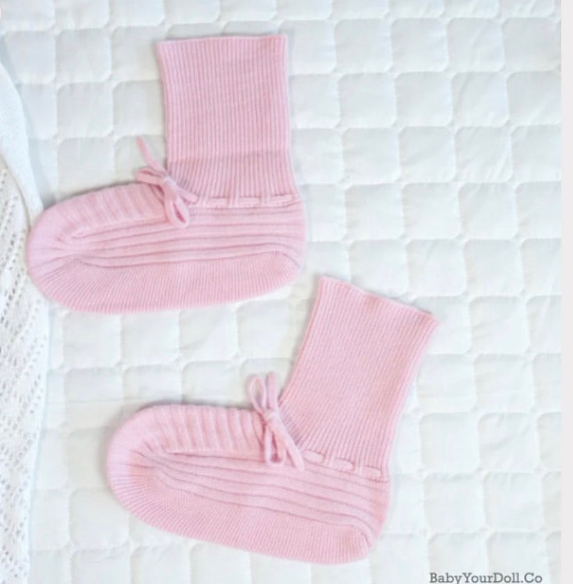 Pink Knit Booties - Size 1