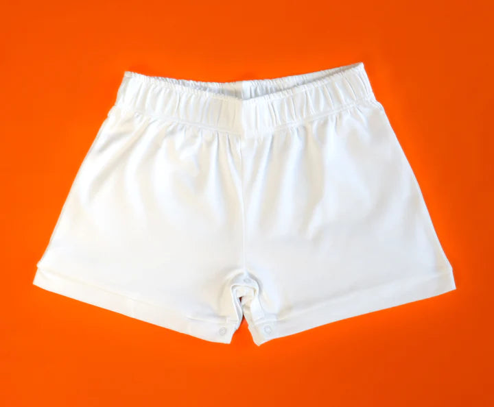 White Crotch Snap Shorts