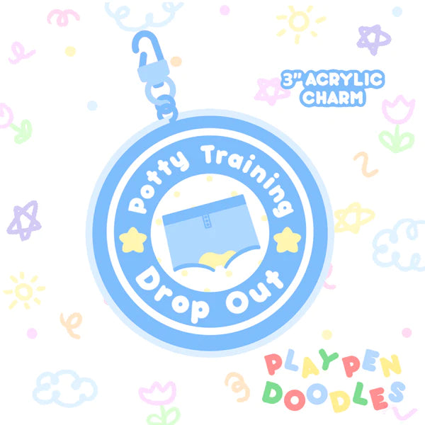 Potty Training Drop Out Blue Acrylic Charm